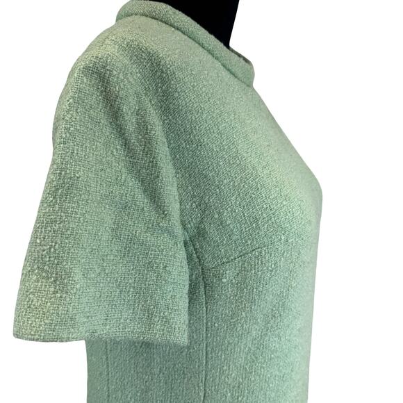 Vintage 1960s Mint Green Textured A-Line Dress - Size 16 Lined Mod Retro Look - Picture 7 of 16